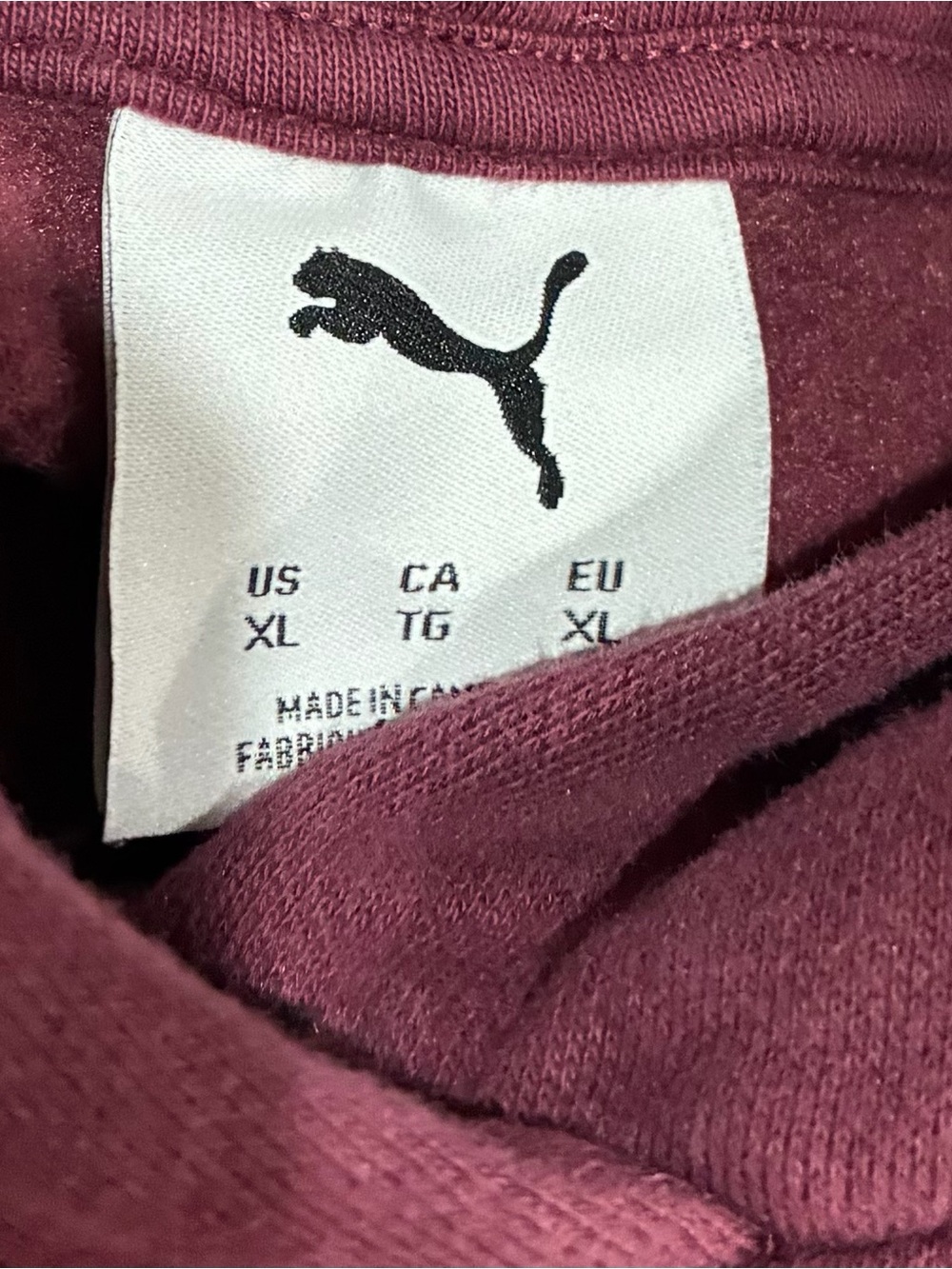 PUMA Women’s XL Burgundy Oversized Pullover Hoodie Tonal Logo Kangaroo Pocket - Picture 4 of 7
